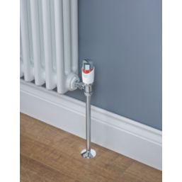 Drayton TRV4 15mm x 1/2" White/Chrome Angled & L/S Designer Thermostatic Radiator Valve & Lockshield