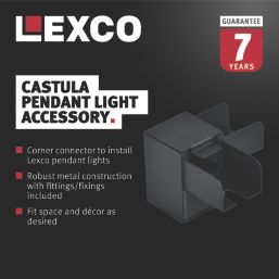 Lexco 1-Circuit Pendant Light Corner Connector Black