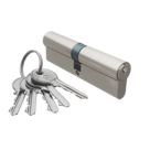 Smith & Locke Fire Rated 1 Star Double Double Cylinder Lock 50-50 (100mm) Satin Nickel