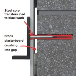 Corefix Connect Metal & Plastic 100 Heavy Duty Dot & Dab Wall Fixings 10mm x 95mm 24 Pack