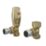 ETAL Danva 15mm x 1/2" Brushed Brass Angled Modern Thermostatic Radiator Valve & Lockshield