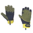 ClipGlove Shock Absorber   Synthetic Leather Gardening Gloves Navy / Khaki Medium