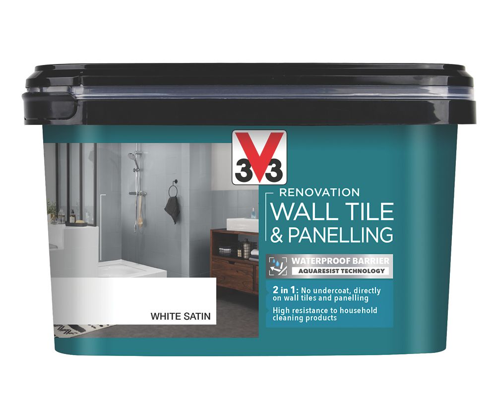 V33 2Ltr White Satin Tile Paint Screwfix