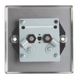Contactum iConic 2-Gang F-Type Satellite Socket Brushed Steel with Black Inserts