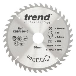 Trend CSB/19040 Wood Circular Saw blade 190mm x 30mm 40T