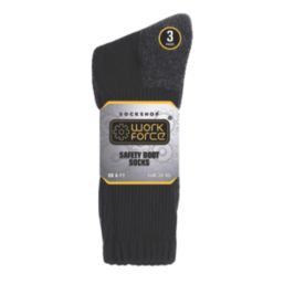 SockShop  Heavy Duty Safety Boot Socks Black 6-11 3 Pairs
