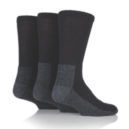 SockShop  Heavy Duty Safety Boot Socks Black 6-11 3 Pairs