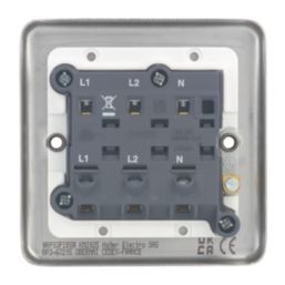 Hager Sollysta WRPS3PIBSW 10A 1-Gang 3-Pole Isolator Switch Brushed Steel  with White Inserts