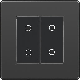 British General Evolve 2-Gang 2-Way LED Double Master Touch Trailing Edge Dimmer Switch  Black Chrome