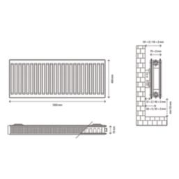 Flomasta 400mm x 1000mm 3265BTU White Type 21 Convector Radiator
