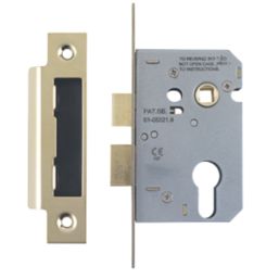 Smith & Locke Fire Rated  Electro Brass Euro Profile Sashlock 64mm Case - 44mm Backset