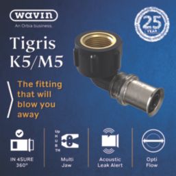 Wavin Tigris  Multi-Layer Composite Press-Fit Adapting 90° BSP Female Elbows 0.5" x 16mm 10 Pack