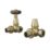 ETAL Harrow 15mm x 1/2" Brushed Brass Corner Traditional Thermostatic Radiator Valve & Lockshield