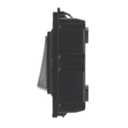 Contactum Decorative Grid 10AX 1-Way Grid Retractive Switch Brushed Steel with Black Inserts