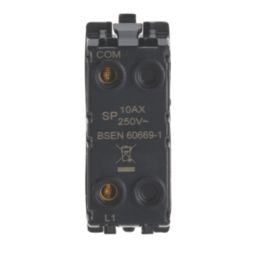 Contactum Decorative Grid 10AX 1-Way Grid Retractive Switch Brushed Steel with Black Inserts