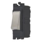 Contactum Decorative Grid 10AX 1-Way Grid Retractive Switch Brushed Steel with Black Inserts