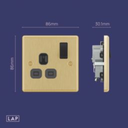 LAP  13A 1-Gang SP Switched Switched Socket Satin Brass  with Black Inserts