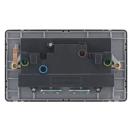 Arlec  13A 2-Gang SP Switched Socket Stainless Steel  with Grey Inserts