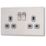 Arlec  13A 2-Gang SP Switched Socket Stainless Steel  with Grey Inserts