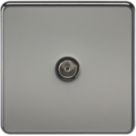 Knightsbridge  1-Gang Coaxial TV Socket Black Nickel