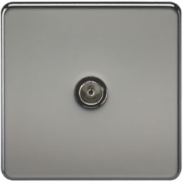 Knightsbridge  1-Gang Coaxial TV Socket Black Nickel