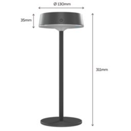 Calex Parma Rechargeable  LED Solar Table Lamp with Rechargeable Option Black 5W 150lm