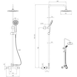 Gainsborough Round Dual Outlet HP Rear-Fed Exposed Chrome Thermostatic Mixer Shower