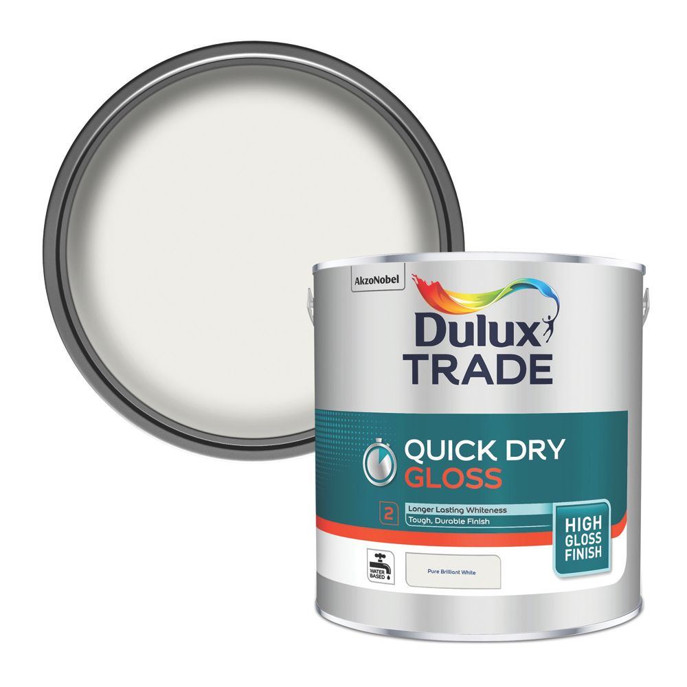 Dulux Trade 2.5Ltr Pure Brilliant White High Gloss WaterBased Trim
