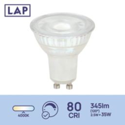 LAP Wide Beam Angle  GU10 LED Light Bulb 345lm 2.5W 5 Pack