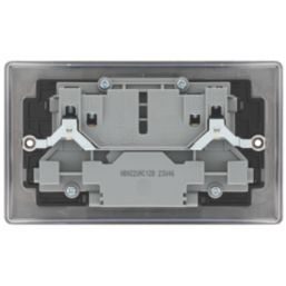 British General Nexus Metal 13A 2-Gang SP Switched Socket + 2.4A 12W 2-Outlet Type A & C USB Charger Black Nickel with Black Inserts