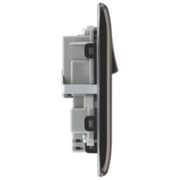 British General Nexus Metal 13A 2-Gang SP Switched Socket + 2.4A 12W 2-Outlet Type A & C USB Charger Black Nickel with Black Inserts