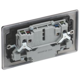 British General Nexus Metal 13A 2-Gang SP Switched Socket + 2.4A 12W 2-Outlet Type A & C USB Charger Black Nickel with Black Inserts