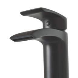Highlife Bathrooms Coll Matt Black 145mm Cloakroom Lever Mono Basin Mixer Tap  With Clicker Waste