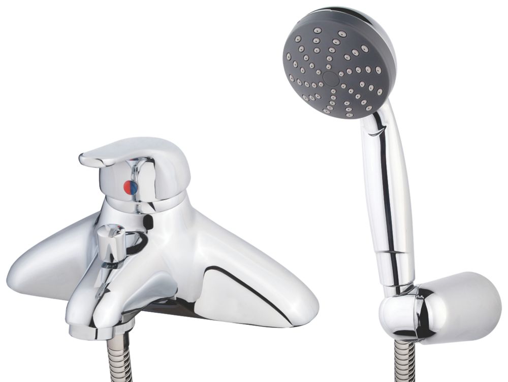 Swirl Conventional DeckMounted Bath Shower Mixer Chrome Screwfix