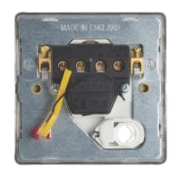 Contactum Lyric 20A 1-Gang DP Control Switch & Flex Outlet Brushed Steel with Neon with White Inserts