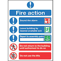 Non Photoluminescent "Fire Action" Notice Sign 300 x 250mm