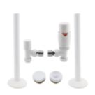 ETAL Danva 15mm x 1/2" Matt White Angled & L/S Modern Thermostatic Radiator Valve & Lockshield