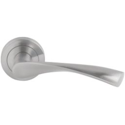 Smith & Locke Bude Fire Rated Lever on Rose Door Handles Pair Brushed Nickel