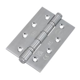 Smith & Locke  Satin Stainless Steel Grade 7 Fire Rated Ball Bearing Door Hinges 102mm x 67mm 2 Pack