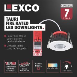 Lexco Tauri Fixed  Fire Rated LED Downlights White 8W 500-800lm 10 Pack