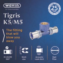 Wavin Tigris K5 Multi-Layer Composite Press-Fit Adapting One-Sided Female Tee 20mm x 0.5" x 20mm 5 Pack
