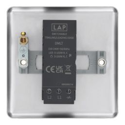 LAP  1-Gang 2-Way LED Dimmer Switch  Brushed Steel with Colour-Matched Inserts