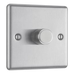 LAP  1-Gang 2-Way LED Dimmer Switch  Brushed Steel with Colour-Matched Inserts