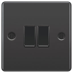 LAP  10AX 2-Gang 2-Way Light Switch  Black Nickel with Black Inserts
