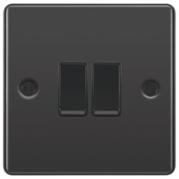 LAP  10AX 2-Gang 2-Way Light Switch  Black Nickel with Black Inserts