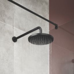 Swirl  Fixed Shower Head Matt Black 250mm
