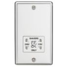 Knightsbridge  2-Gang Dual Voltage Shaver Socket 115 V / 230V Polished Chrome with White Inserts