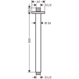 Hansgrohe Vernis Shape  Shower Arm Matt Black 300mm x 26mm
