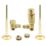 ETAL Danva 15mm x 1/2" Brushed Brass Corner & L/S Modern Thermostatic Radiator Valve & Lockshield