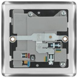 LAP  13A 1-Gang SP Switched Socket + 2.1A 10.5W 2-Outlet Type A USB Charger Brushed Stainless Steel with Black Inserts